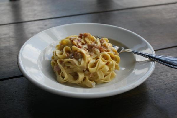 Salted Egg Bacon Fettuccine