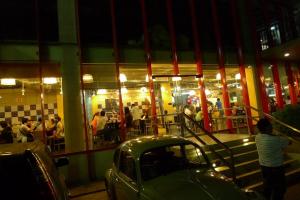 parking area and inside dining area