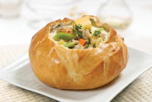 Clam Chowder in Sourdough Bowl